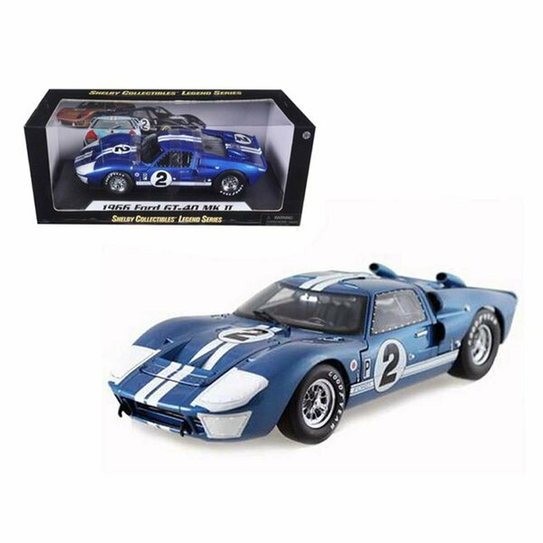 Shelby Collectibles 1966 Ford GT40 GT 40 Mark II No.2 Blue 12 Hours of Sebring 1-18 Diecast Car Model SC401